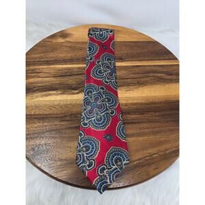 Esclusiva Red Floral 100% Pure Silk Mens Busiess Work Tie